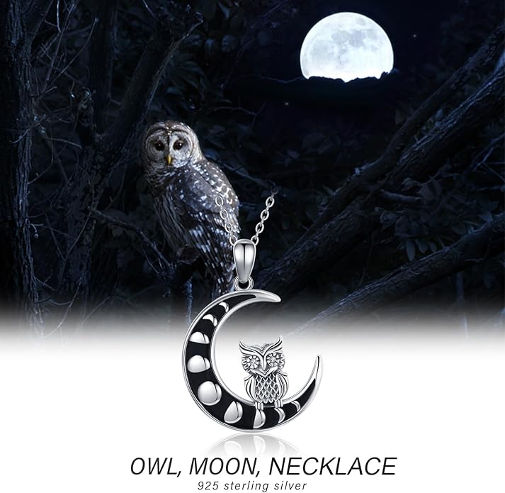 Black Cat/Fox/Owl/Panda/Butterfly/Cat/Dog Paw Print/Mushroom for Women Sterling Silver Animal Pendant Necklace Jewelry Christmas Birthday Gifts for Couples Sisters