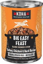 KOHA Big Easy Feast Stew for Dogs with Turkey, Chicken, and Duck, High Protein Wet Dog Food, 12.7oz Cans (Case of 12)