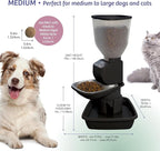 Automatic Dog & Cat Food Feeder with Water Dispenser – Smart Pet Feeder with Portion Control, OLED Display, Anti Jam Design, Battery Operated Dispenser for Medium/Large Pets - Black