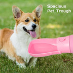 Dog Water Bottle, Travel Puppy Water Bowl, Leak Proof Portable Puppy Water Dispenser, Foldable Dog Water Bottle for for Pets Outdoor Walking, Hiking, Travel, Food Grade Plastic - 10oz Pink