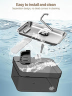 Kastty Dog Water Fountain for Large Dogs, 2.8Gal/10.5L Stainless Steel Cat Water Fountain, Super Quiet Smart Pet Water Fountain Automatic Dog Water Bowl Dispenser with LED Pump, Easy to Assemble Clean