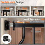 TSAYAWA Extra Wide Baby Gate with Door, 52.76~62.2 Inch Wide Presure Mounted No Drill Metal Auto Close Child Gate for Stair Doorway - Indoor Outdoor Safty Gate for Toddler Dog Doggie, Black