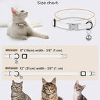Leather Cat Collar with Buckle and Removable Bell - Non Breakaway Adjustable Soft Safety Small Pet Collars for Girl Boy Cats Kitten (White)