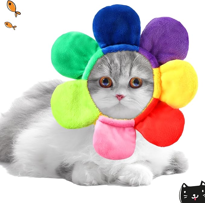 Weewooday 5 Pcs Cat Adorable Costume Bunny Hat with Ears Funny Mane Cat Hat for Pets and Small Dogs Kitten Puppy Party Costume Accessory Headwear(Panda, Rabbit, Pineapple, Strawberry, Flower)