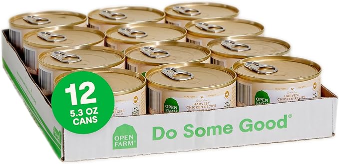 Open Farm Canned Cat Food, Paté for Complete & Balanced Nutrition, Grain-Free and Legume-Free Wet Cat Food, Harvest Chicken Recipe, 5.3oz Cans (Case of 12)