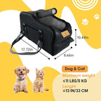 Multipurpose Console Dog Car Seat for Small Dogs & Cats， Portable Pet Carrier with Safety Tether & Storage Pockets (Black, Middle)