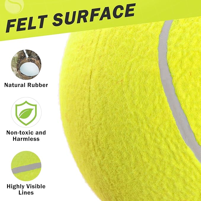 SCENEREAL Large Tennis Ball for Dogs, 9.5" Inflatable Dog Toy Balls for Large Medium Small Dogs Puppies, Funny Interactive Sports Ball for Indoor Outdoor Training Playing