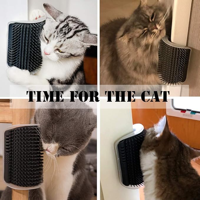 IMISNO Cat Self Groomer Toy Wall Corner Massage Comb Perfect Massager Brush with Catnip (4 PCS Black)