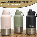 32oz 3-in-1 Travel Water Bottle for Dogs & Humans, Dual Use, Stainless Steel, Keeps Water Hot 6hrs/Cold 12hrs, Leak-Proof with Detachable Food & Water Bowls, Perfect for Travel