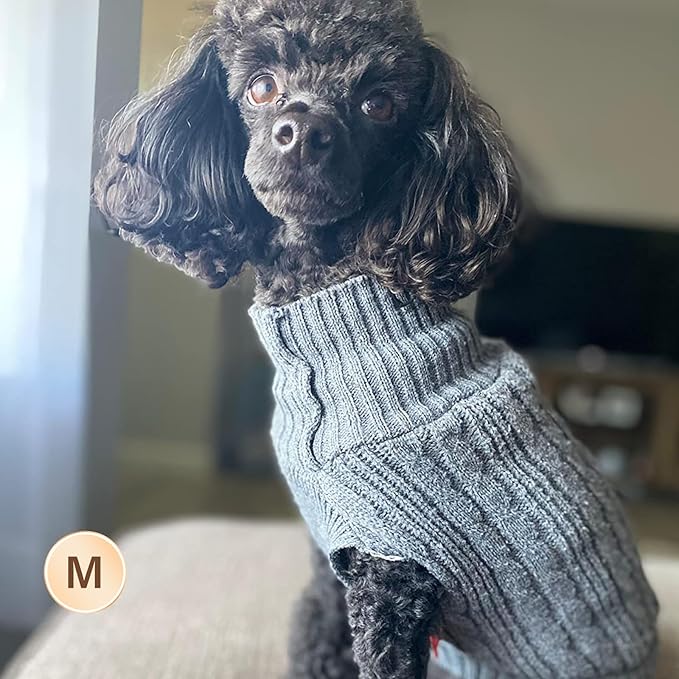 KYEESE Dog Sweater Soft Pullover Dog Sweaters for Small Dogs Male Warm Turtleneck Small Dogs Sweater with Gingham Patchwork Stretchy Knitwear Cat Clothes Comfy Pet Coat for Fall Winter Cold Weather