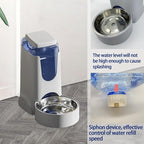 Pets Automatic Gravity Feeder Dogs 2.8L Food & 4L Water Dispenser Set with Stainless Steel Bowl for Small Medium Big Puppy Kitten(Light Gray)