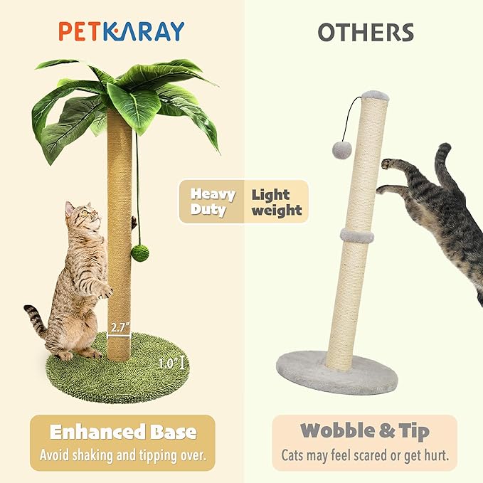 PETKARAY Cat Scratching Post with Cat Beach Chair, 36" Tall Palm Tree Cat Scratching Post, Large Sisal Cat Scratcher for Indoor Kittens