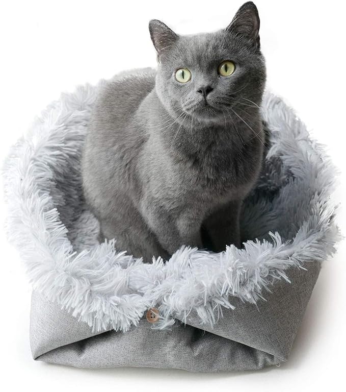 Furry Pet Bed/Mat (Convertible) - Grey