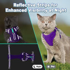 Cat Harness and Leash Set Escape Proof for Kitten Walking, Soft Adjustable Top Handle Vest Harnesses for Cats, Easy Control Breathable Reflective Small Medium Large, Purple, XXS