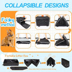 Petskd Extra Large Cat Carrier with Litter Box 24"x17"x17" for Medium Large Cat or 2 Small Cats, Collapsible Soft Sided Pet Carrier for Car Travel with Lockable Safety Zippers(Black)