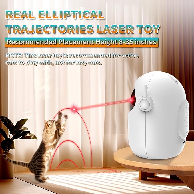 Laser Cat Toys for Indoor Cats, [2025 Newly Upgraded] Automatic Laser Pointer Interactive Cat Toys for Bored Indoor Adult Cats/Kittenes/Dogs, Real Trajectory Motion Activated Laser Cat Toy