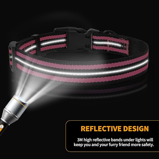 Mile High Life Reflective Dog Collar | Nylon Pet Collars wiith Buckle | Light Weight Puppy Collars | Pink Dog Collars for Small Dogs (Pink, X-S)