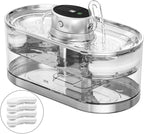 Cat Water Fountain Cordless, 108oz/3.2L Cengcen Wireless Pet Water Fountains Battery Operated 5000mAh, Chew-Proof Charging Cable with Adapter, Stainless Steel Transparent, Premium Edition