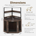 MCombo Small Corner Dog Crate Furniture with Glass Shelves, Wooden Dog Kennel Furniture with Door, Pet Crate Indoor Use, CN17 (Brown)