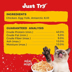 Just Try 8 OZ Raw Antarctic Krill Freeze Dried Cat & Dog Food Toppers Mixers Meal Toppers Low Calorie with Real Chicken Egg Yolk, High Protein Food Toppers Omega 3 for Picky Eaters Skin & Coat Support