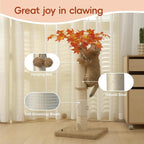 MECOOL Cat Scartching Post，35-inch Heavy Duty and Thicker Large Scartching Posts for Indoor Cats,Natural Sisal Rope and Hanging Ball Toy, Self-Grooming Brush,Beige