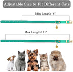 OOPSDOGGY Rolled Leather Cat Collar with Bell - Reflective Kitten Collar with Safety Elastic Strap - Adjustable Small Pet Collars for Boy Girl Cats (Teal)