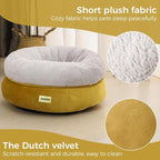 Cat Bed for Indoor Cats,Round Cat Bed for Small Pets,Washable Pet Bed with Non-Skid Bottom,Pet Bed for Puppy and Kitty,19 Inches,Yellow