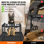 Elevated Dog Bowls for Medium Breed: 4 Height Adjustable Raised Dog Bowl with Metal Stand, Feeder Station with 2 Stainless Steel Bowls, Black with Feeding Mat