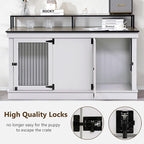 MCombo Large Dog Crate Furniture TV Stand, Wooden Pet Kennel with Double Doors, Indoor Furniture Style Dog House End Table, 1861 (Light Grey)