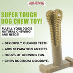 Bullibone SuperBrush: Dog Teeth Cleaning Brushing Toothbrush Stick - Long Lasting Nylon Super Greens Chew Toy for Oral Care and Dental Health