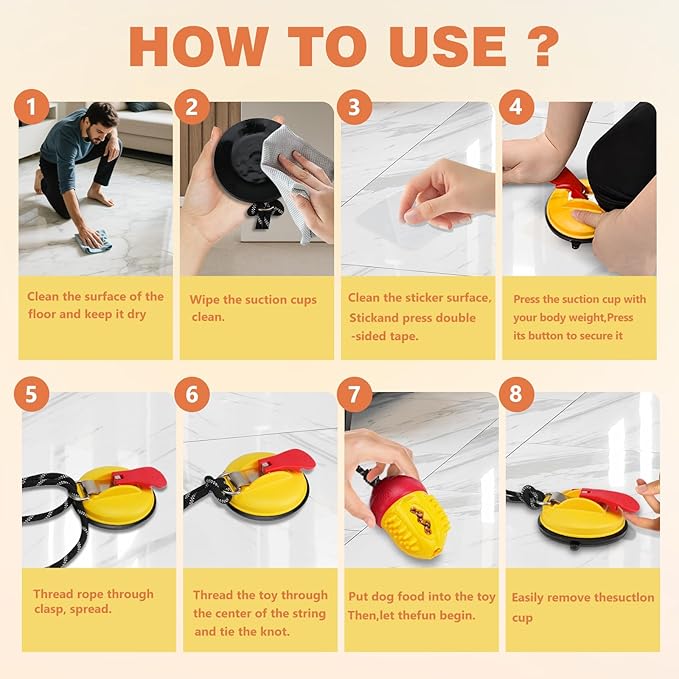 Interactive Dog Toys Tug of War,Dog Puzzle Toy Squeaky for Medium Large Breed Mental Stimulation,Indestructible Food Dispensing Dog Toy to Keep Busy,Red Yellow