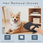 2pc Pet Hair Removal Gloves for Dogs Reusable 5-Finger Electrostatic Tech Cleans Clothes, Sofas, Carpets Easily (Black 2pcs)