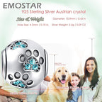 EMOSTAR Dog Paw Print Charms with Various Birthstone Crystals, 925 Sterling Silver Pawprint Beads for 3mm Snake Chain, Pet Lover Gifts for European Women Bracelet