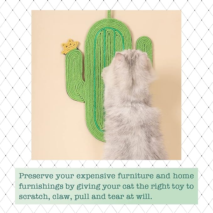 Cat Scratcher Mat, Natural Sisal Cat Scratch Mats, Horizontal Cat Floor Scratching Pad Rug, Protect Carpets and Sofas,Scratching Pads for Indoor Cats(Cactus)