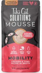 Tiki Cat Solutions Mobility Mousse, Chicken & Tuna Recipe in Broth, Formulated to Support Healthy Joints, Functional Wet Cat Food, 2.4 oz. Pouch (12 Count)