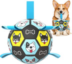 Dog Toy Soccer Ball with Straps, Herding Ball for Dogs, Outdoor Interactive Dog Toy, Dog Fetch Toy, Ideal for Medium & Large Dogs, Great Puppy Birthday (6 Inch)