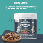 Bruno & Lukas Probiotics Treats for Dogs Support Gut Flora Health Diarrhea Digestive Itchiness Bowel Aid – Dog Supplement for Pet Immune System – Tasty Alternative Chicken Liver Flavor (90 Chews).