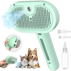 Cat Steam Brush for Shedding, 3 In 1 Steam Pet Brush Self Cleaning, Dog Brush for Long and Short Hair Dogs and Cats, Pet Grooming Comb Remove Tangled Loose Hair, Type-C Fast Charging (Green)