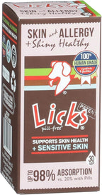 Licks Pill-Free Dog Skin & Allergy - Omega 3 Dog Allergy Relief - Vitamins & Supplements for Itch Relief - Turmeric Supplement for Skin - Gel Packets - 30 Use