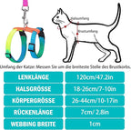 PUPTECK Adjustable Cat Harness and Leash Set Escape Proof Kitten Strap Collar for Walking Travel, Multicolor
