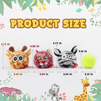 DKING 3Pack Squeaky Dog Balls,2 in1 Funny Puppy Ball Toys,Birthday Dog Toy for Small Medium Dogs (Animal Ball)