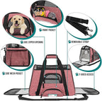 PetAmi Airline Approved Pet Carrier for Cat, Soft Sided Dog Carrier Small Dog, Cat Travel Supply Accessories Indoor Cats, Ventilated Pet Carrying Bag Medium Large Kitten Puppy, Small Heather White Red