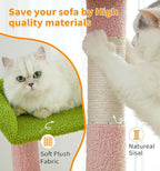 Made4Pets Cat Tree Tower 56" Cat Tower for Indoor Cats Kitten Tree Multi-Level Cat Tree with 2 Condo Furniture Activity Center with Scratching Posts Funny Toys (Pink Flower Green)