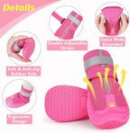 LUCKYPAW Dog Shoes for Large Medium Dogs, Breathable Dog Boots for Hot Pavement, Paw Protectors for Summer Walking Hiking Winter Snow Outdoor, No Slip Reflective Booties for Hardwood Floor-Hot Pink, 6