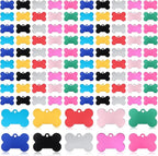 100 Pcs Blank Dog Tags for Engraving 38mm Pet ID Tags Aluminum Bone Shape Name Tag Colorful Double Stamping Dog Cat Phone Number Tag Collar Pendants with Hole