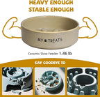 Slow Feeder Dog Bowls, Ceramic Dog Puzzle Feeder, Dogs Dishes for Small & Medium Dogs, White Puppy Slow Eating Bowl, Puppy Food Bowl(Paw Print)