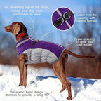FUAMEY Dog Coat for Small Dogs,Waterproof Dog Winter Jacket with Harness Built in Puppy Cold Weather Coats Reflective Pet Vest with Zipper Warm Fleece Dogs Snowsuit Windproof Purple XS