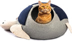 Luxurious Eco-Friendly Merino Wool Cat Cave Bed Sloth - Foldable Hideaway Pod for Indoor Cats - Premium Felt Kitten Beds - Covered Cat House for Ultimate Cozy Comfort by Woolygon