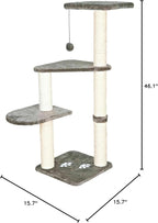 TRIXIE Altea Cat Tree, Tall Scratching Posts, 3 Elevated Platforms, Dangling Cat Toy, Cat Playground, Platinum Gray