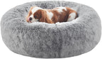 30 inches Donut Dog Bed for Medium Dogs,Calming Fluffy Round Pet Bed with Removable & Washable Cover,Fits up to 45 lbs Pets(Dark Grey,Medium)